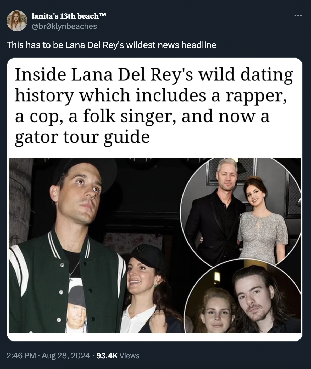 white mustang about g eazy - lanita's 13th beach This has to be Lana Del Rey's wildest news headline Inside Lana Del Rey's wild dating history which includes a rapper, a cop, a folk singer, and now a gator tour guide Views